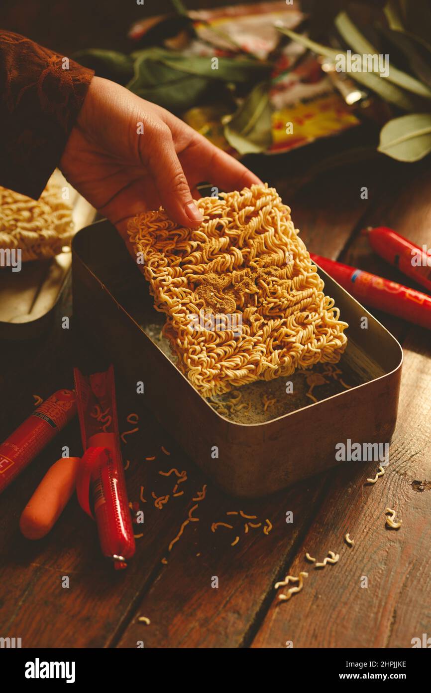 I noodle istantanei Foto Stock