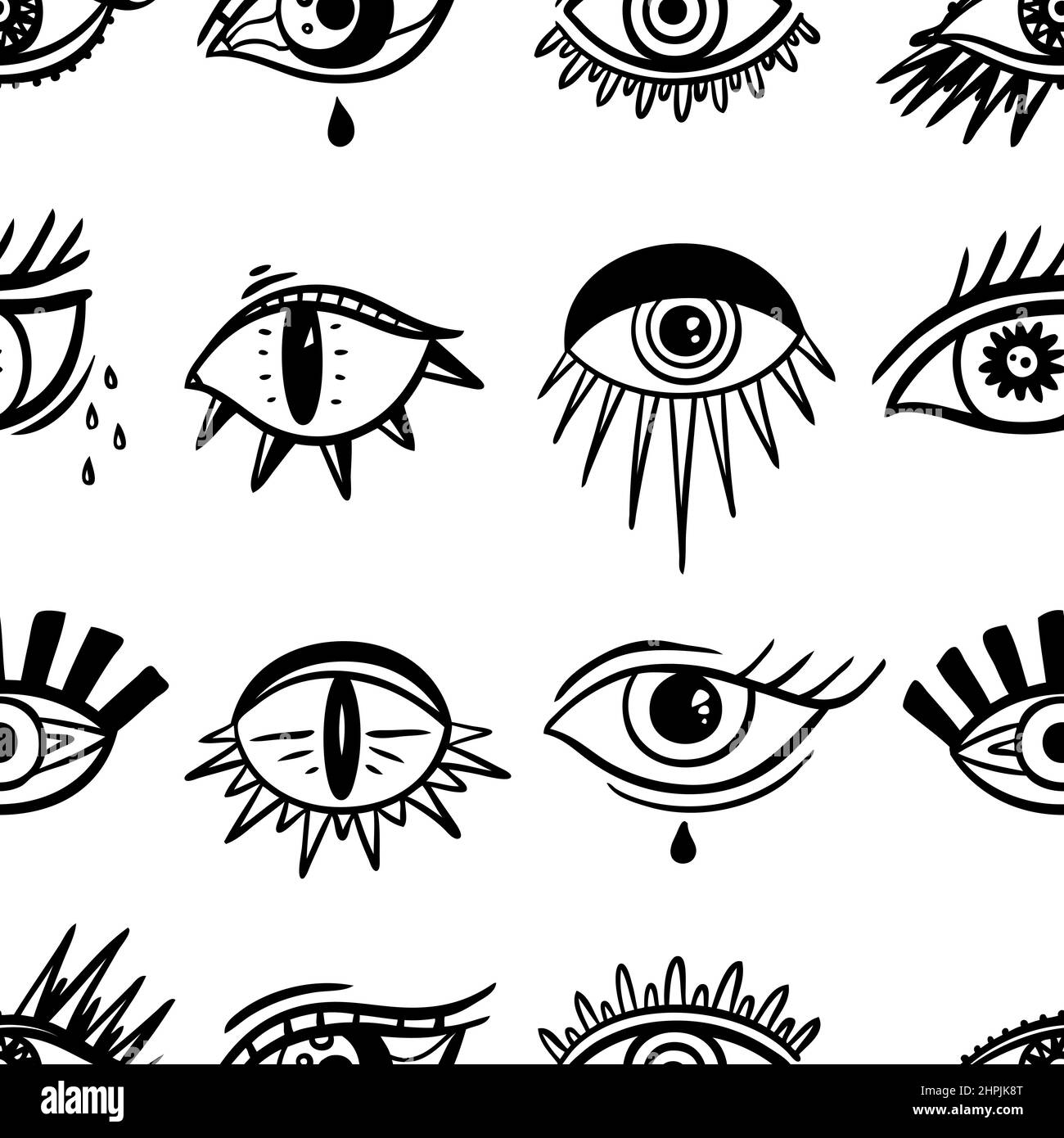 Il male vedere occhio simbolo. Emblema mistico occulto, disegno grafico. Illustrazione Vettoriale