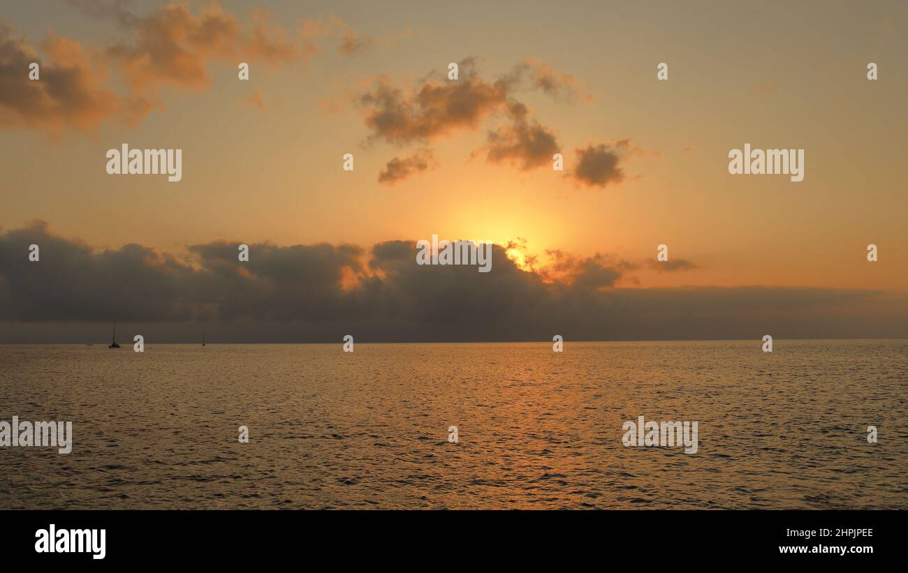 Vista al tramonto, capo S. Andrea, Isola Elba, Italia Foto Stock