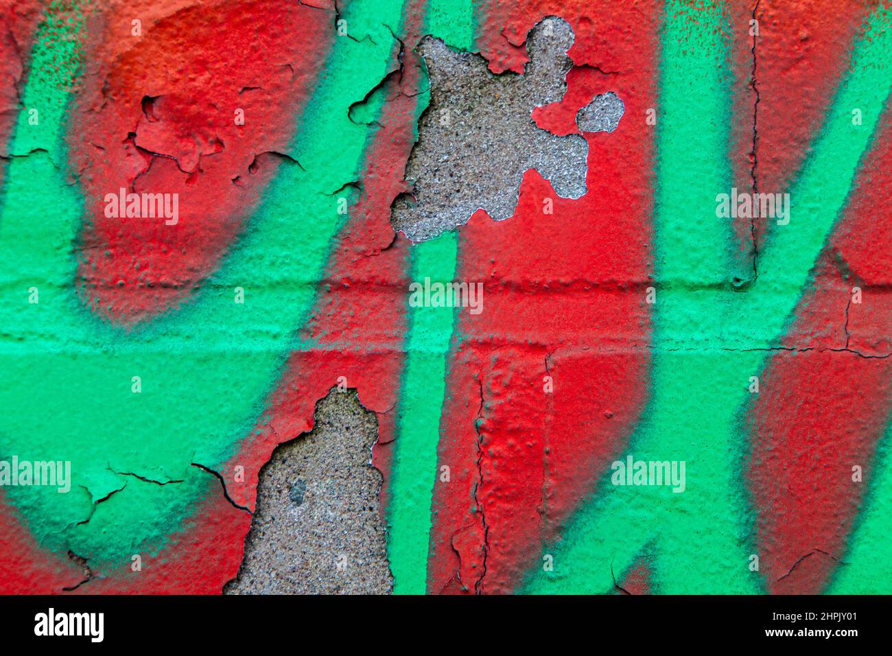 Red Green Abstract background texture Weathered Grunge sfaldatura vernice ruvido pietra muro Foto Stock