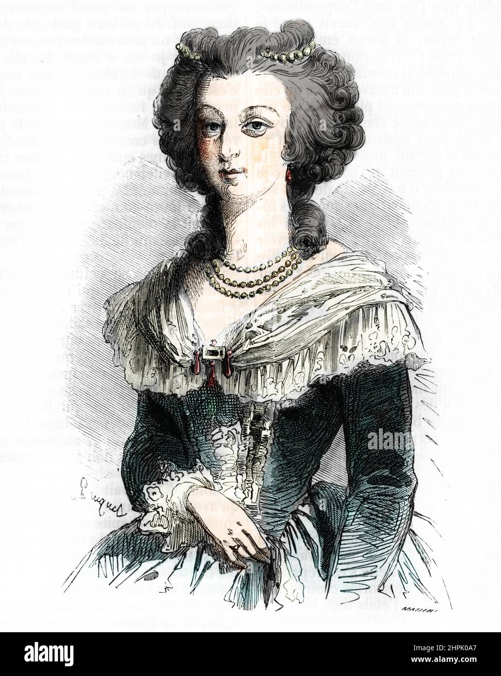 Portrait de la reine de France Maria Antonietta (Marie-Antoinette d'Autriche) (1755-1793) gravure tiree de 'cause celebres de tous les peuples' de Fouquier Collezione privee 1858 Foto Stock