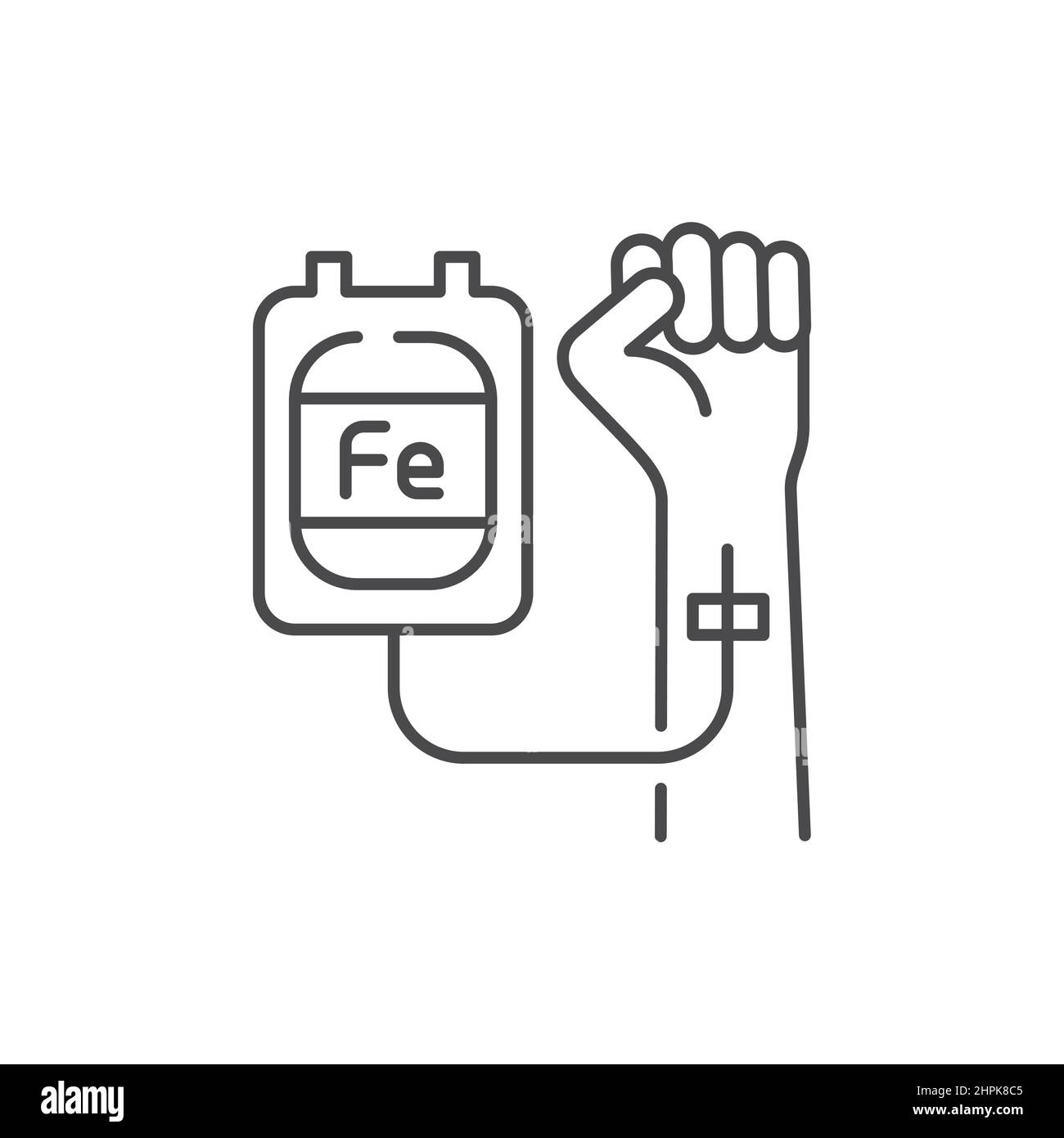 Icona della linea di colore per la trasfusione del ferro. Malattie umane. Pittogramma per pagina web, app mobile, promo. Illustrazione Vettoriale
