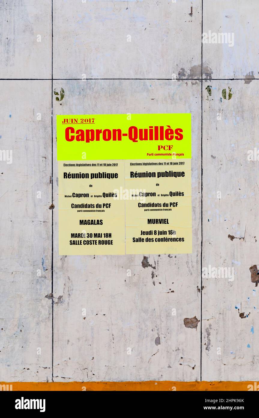Poster delle elezioni legislative francesi per il Partito comunista francese. Foto Stock
