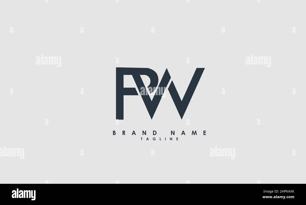 Lettere alfabetiche iniziali logo monogramma WP, PW, W e P. Illustrazione Vettoriale