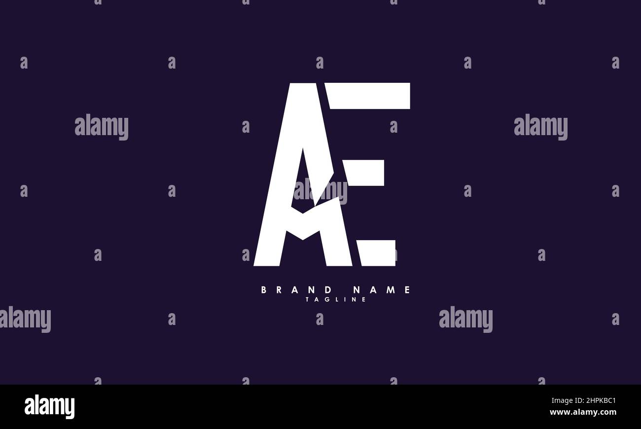 Lettere alfabetiche iniziali logo monogramma AE, EA, A ed E. Illustrazione Vettoriale