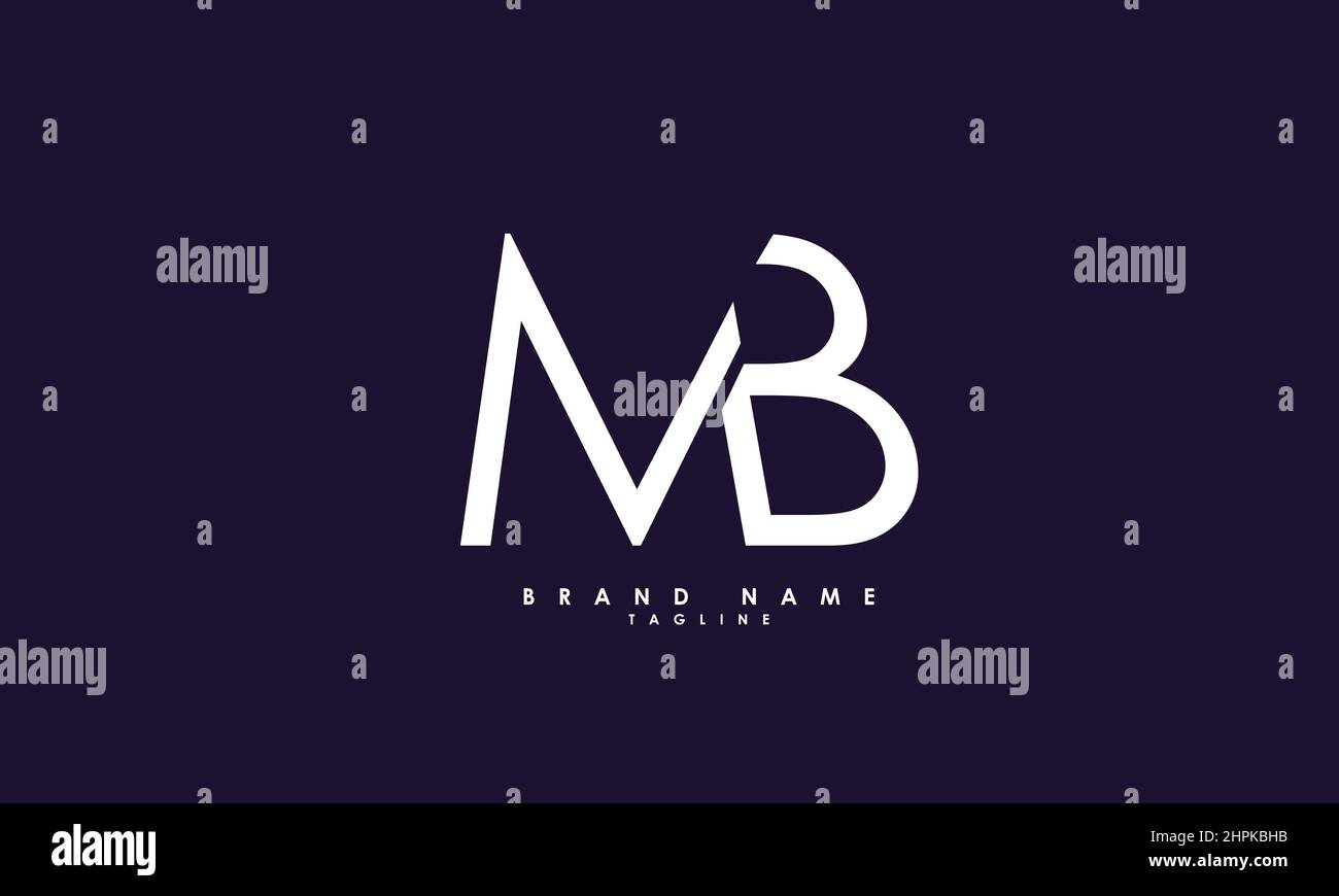 Lettere alfabetiche iniziali logo monogramma BM, MB, B e M. Illustrazione Vettoriale