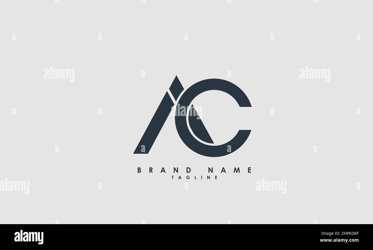 Lettere alfabetiche iniziali logo monogramma AC, CA, A e C. Illustrazione Vettoriale
