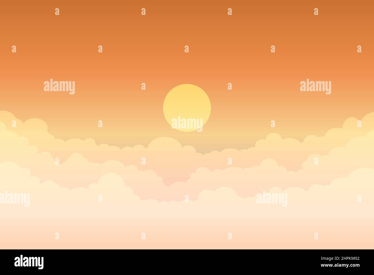 paesaggio vettoriale di nuvole di cielo arancione al tramonto per sfondo Illustrazione Vettoriale
