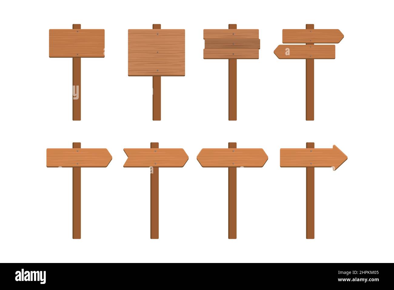 set di illustrazioni vettoriali per cartellone di legno e cartellone di avviso Illustrazione Vettoriale