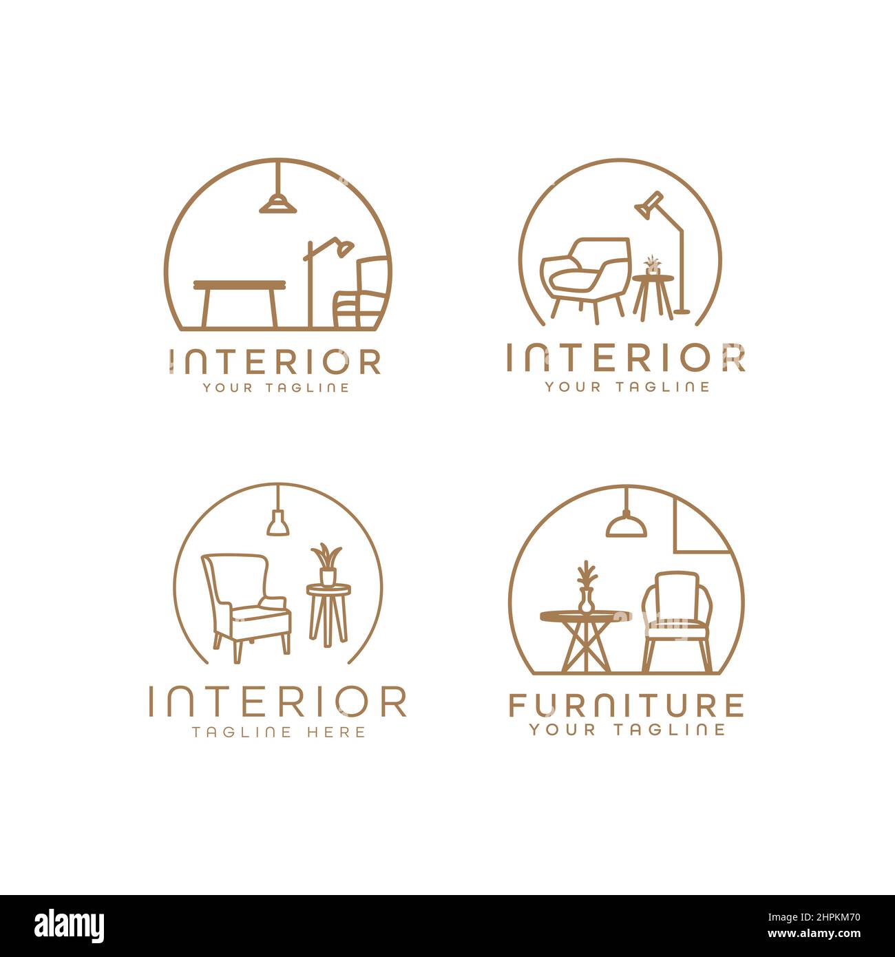 camera semplice interno logo collezione home decorazione design in stile monolino Illustrazione Vettoriale