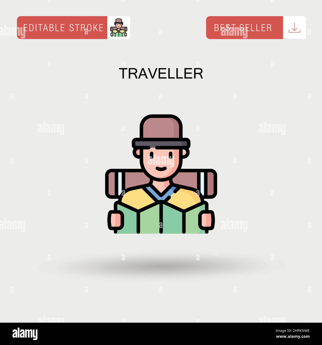 Icona vettore semplice Traveller. Illustrazione Vettoriale