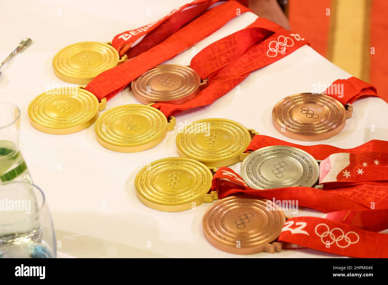 DEN HAAG, PAESI BASSI - FEBBRAIO 22: Durante la cerimonia olimpica degli atleti al Ridderzaal il 22 Febbraio 2022 a Den Haag, Paesi Bassi (Foto di Patrick van Katwijk/BSR Ageny) NOCNSF Credit: Orange Pics BV/Alamy Live News Foto Stock