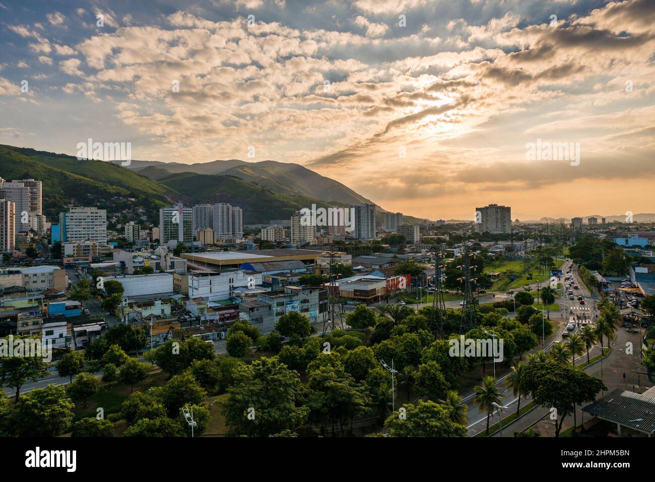 Vista aerea di Nova Iguacu City, Area Metropolitana di Rio de Janeiro, Brasile Foto Stock