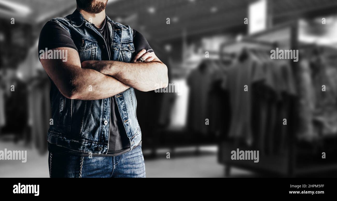 Gilet jeans store uomo biker