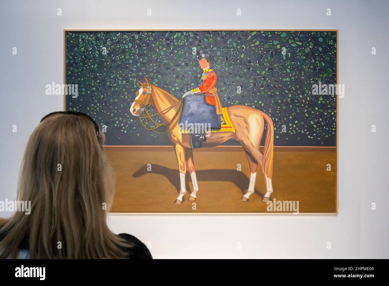 Il miglior Cavallo del mondo, di Eduardo Arroyo, 1937 - 2018. Esposto in da Miro a Barcelo. Un secolo di arte spagnola Centro Pompidou, Malaga. Foto Stock