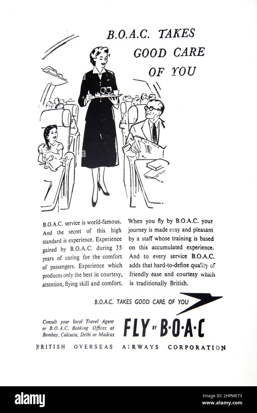 Vintage Advertisement per British Overseas Airways Corporation Foto Stock