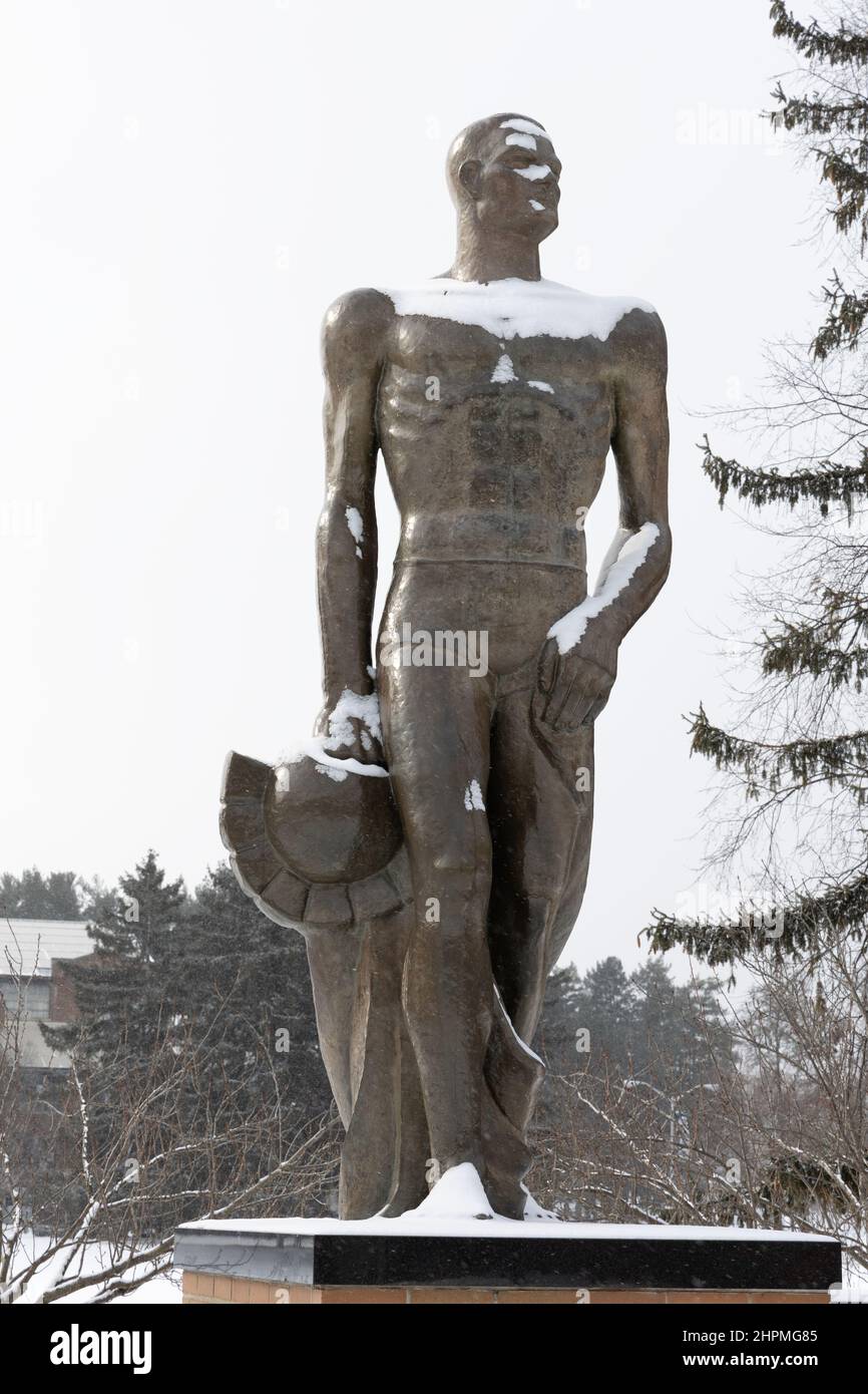 Statua di Sparty nel campus della Michigan state University Foto Stock