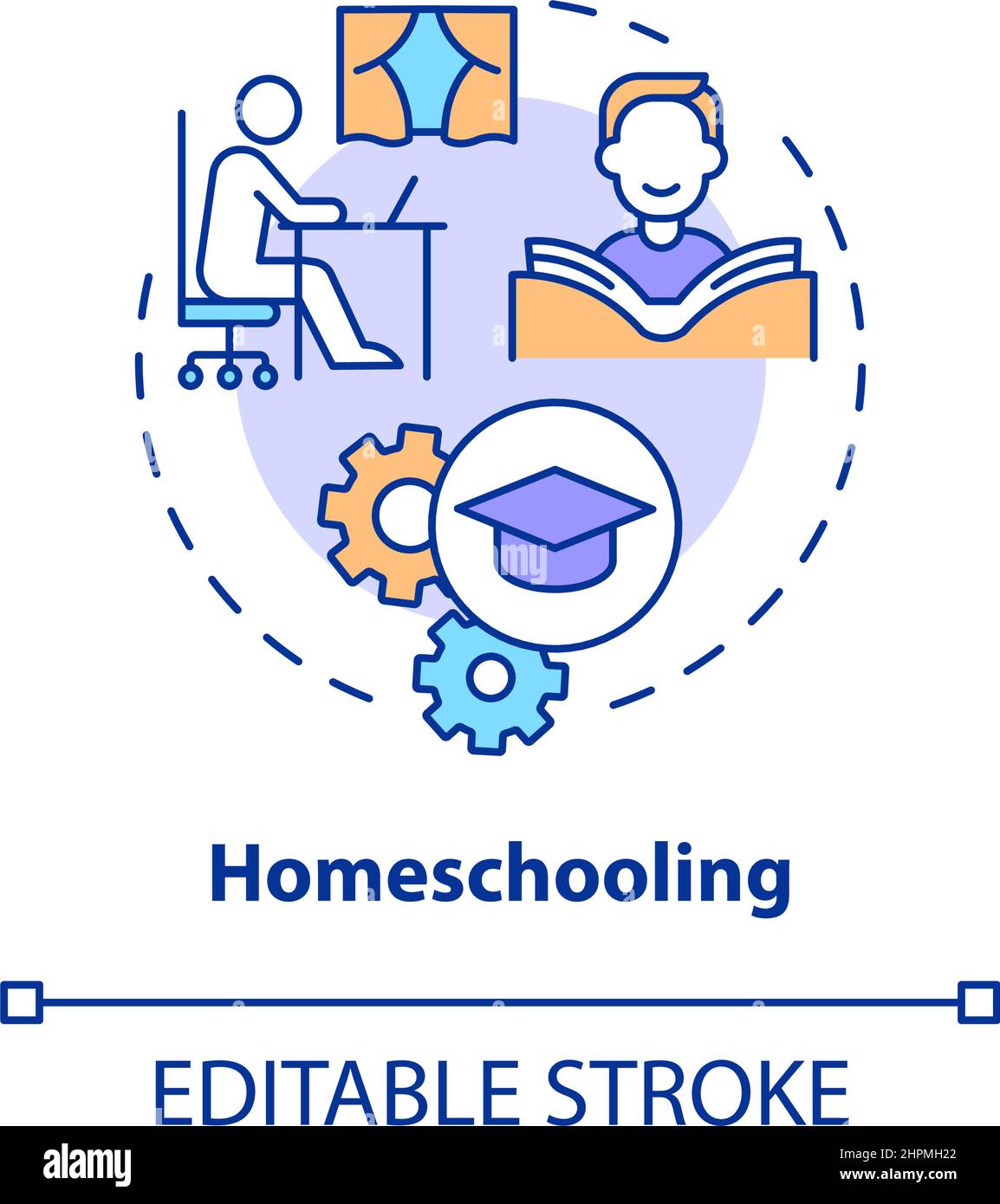 Icona concetto di homeschooling Illustrazione Vettoriale