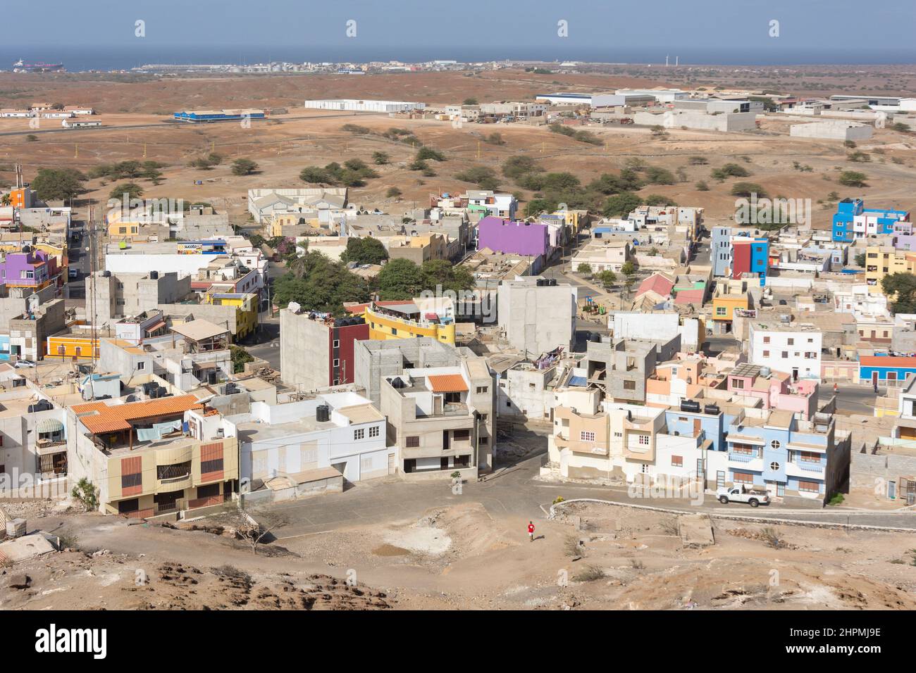 Panorama della città da Monte Curral, Espargos, SAL (IIha do SAL), República de Cabo (Capo Verde) Foto Stock