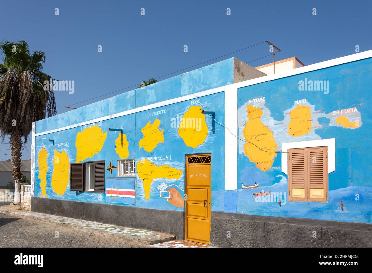 Muro murale delle isole del Capo Verde, Palmeira, SAL (IIha do SAL), República de Cabo (Capo Verde) Foto Stock