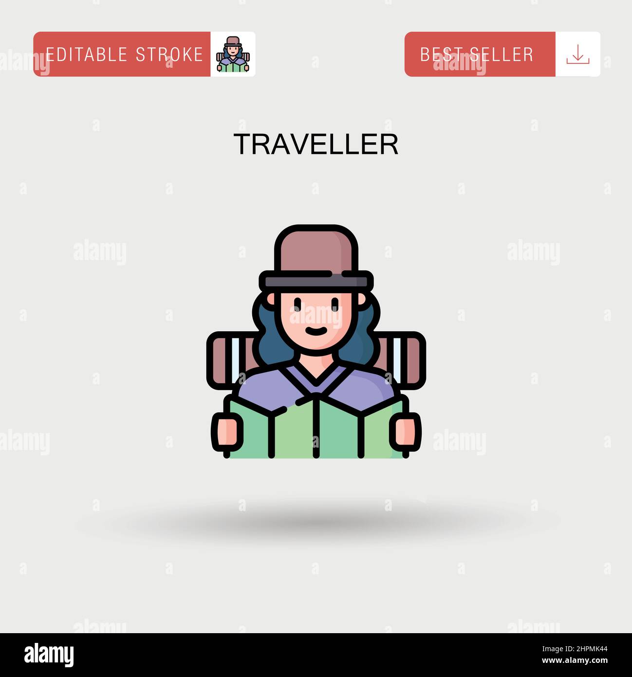 Icona vettore semplice Traveller. Illustrazione Vettoriale