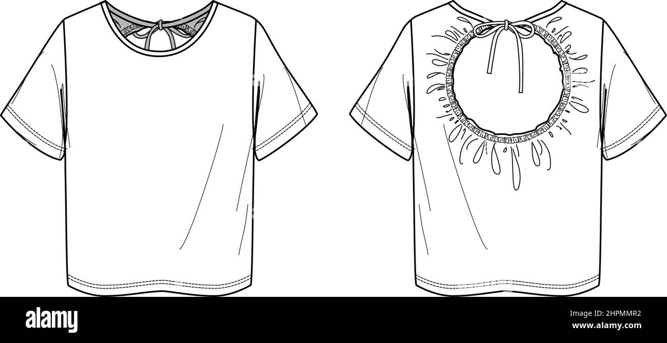 maglia disegno - 6 T-Shirt Vector maniche corte moda CAD, collo rotondo donna con disegno tecnico, modello, piatto, disegno. Maglia o tessuto fabr Immagine e Vettoriale - Alamy