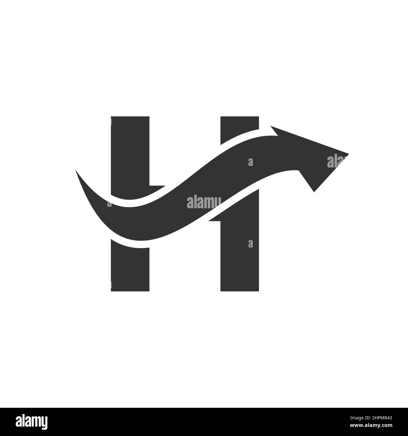 Logo finanziario con lettera H. Logo Marketing e Business finanziario. Modello di logo finanziario lettera H con freccia di crescita del marketing Illustrazione Vettoriale