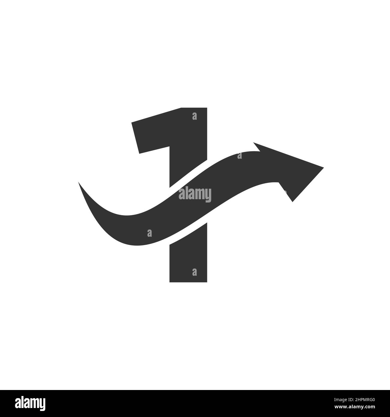 Logo finanziario con 1 Letter Concept. Logo Marketing e Business finanziario. Modello di logo finanziario Letter 1 con freccia di crescita del marketing Illustrazione Vettoriale