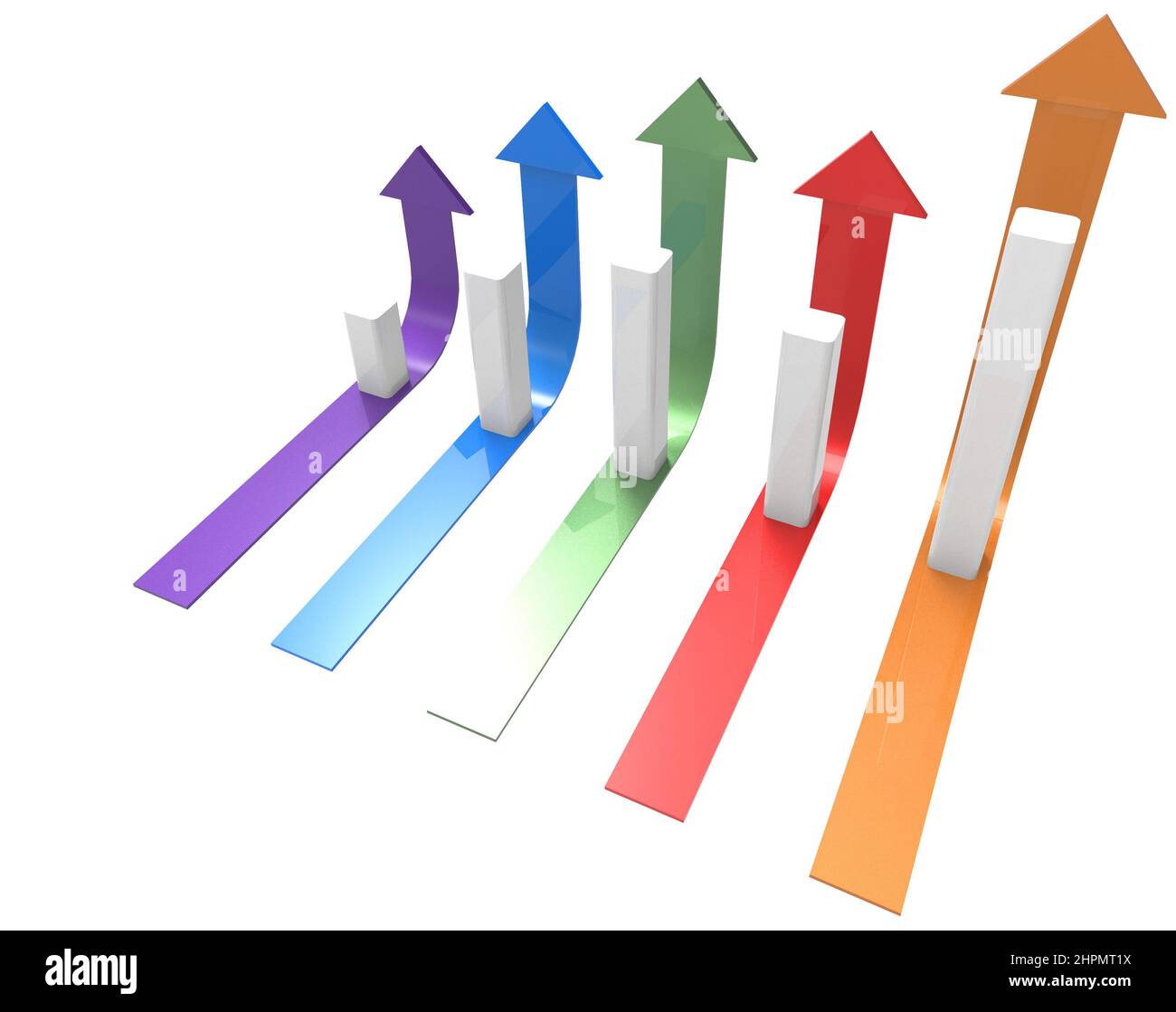 Freccia colorata e grafico. Concetto aziendale in crescita.rendering 3D. Foto Stock
