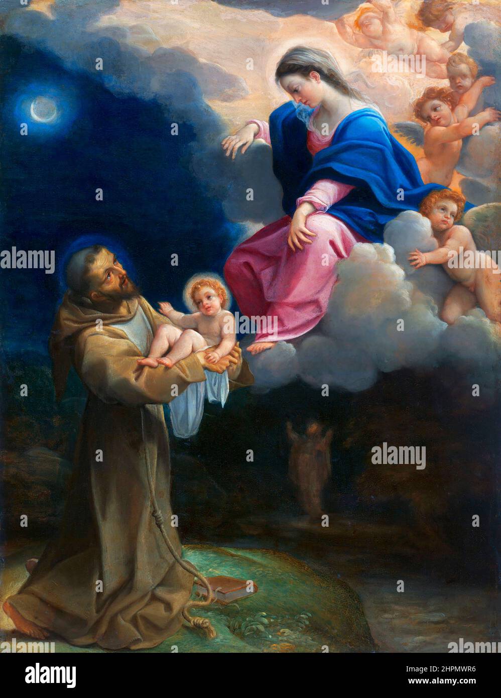 La visione di San Francesco di Ludovico Carracci (1555-1619), olio su rame, c.. 1602 Foto Stock