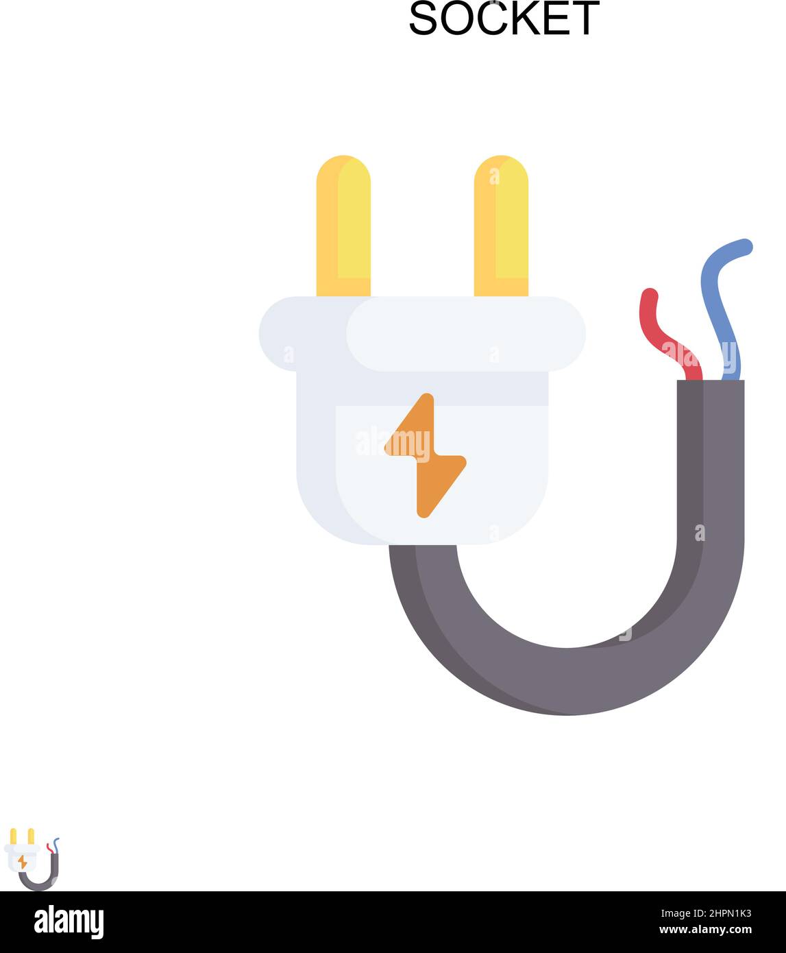 Icona vettore semplice socket. Modello di disegno del simbolo di illustrazione per l'elemento dell'interfaccia utente mobile Web. Illustrazione Vettoriale