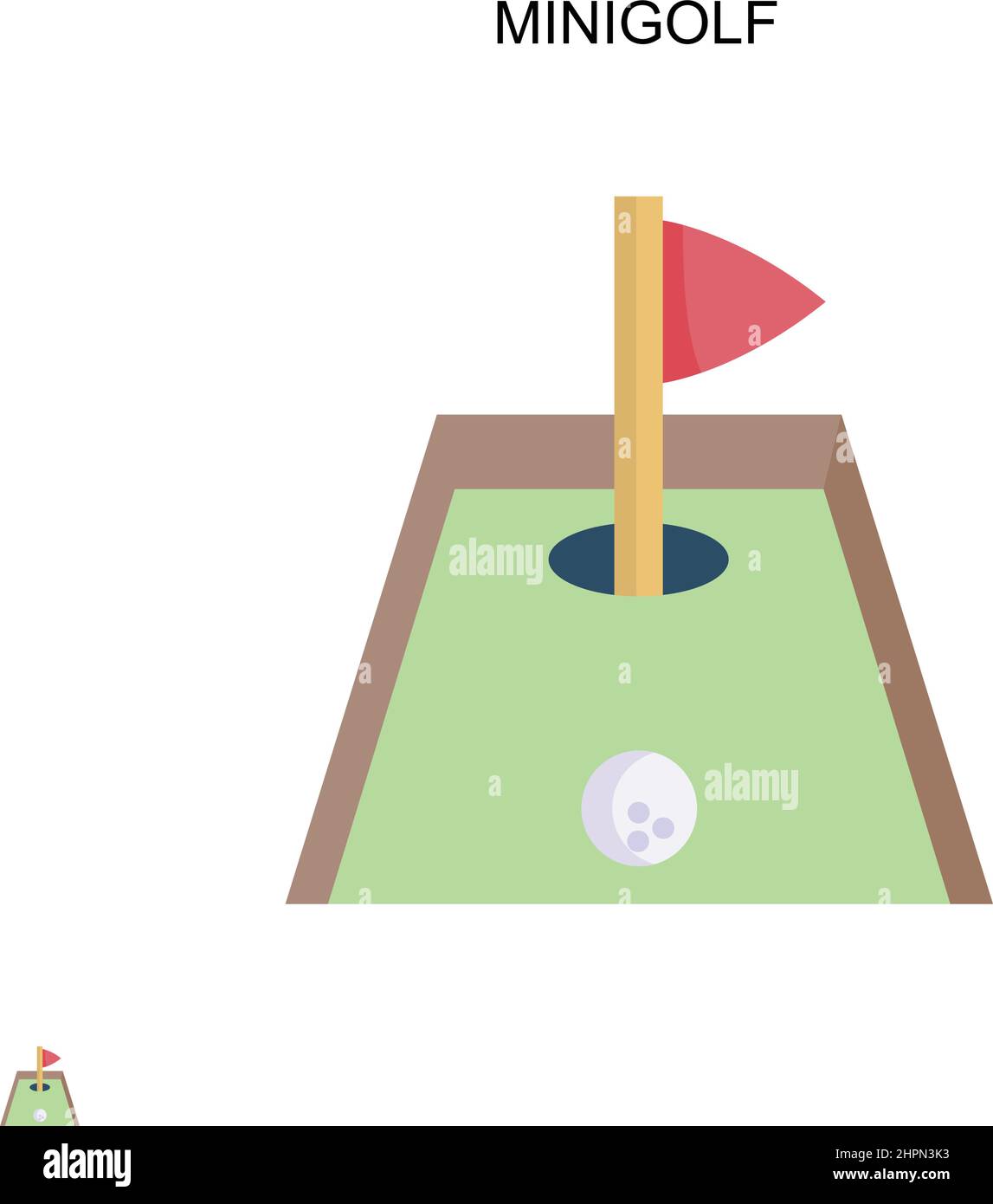 Icona vettoriale semplice del minigolf. Modello di disegno del simbolo di illustrazione per l'elemento dell'interfaccia utente mobile Web. Illustrazione Vettoriale