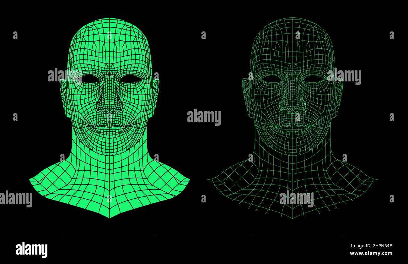 3D testa bassa poligonale e polyagonal uomo Illustrazione Vettoriale