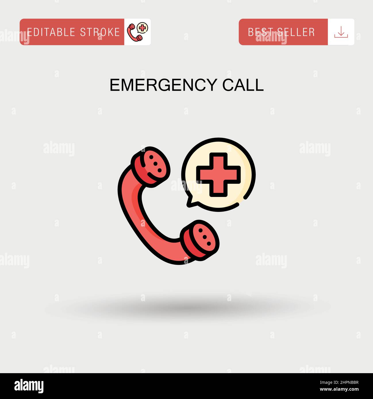 Icona vettore semplice chiamata di emergenza. Illustrazione Vettoriale