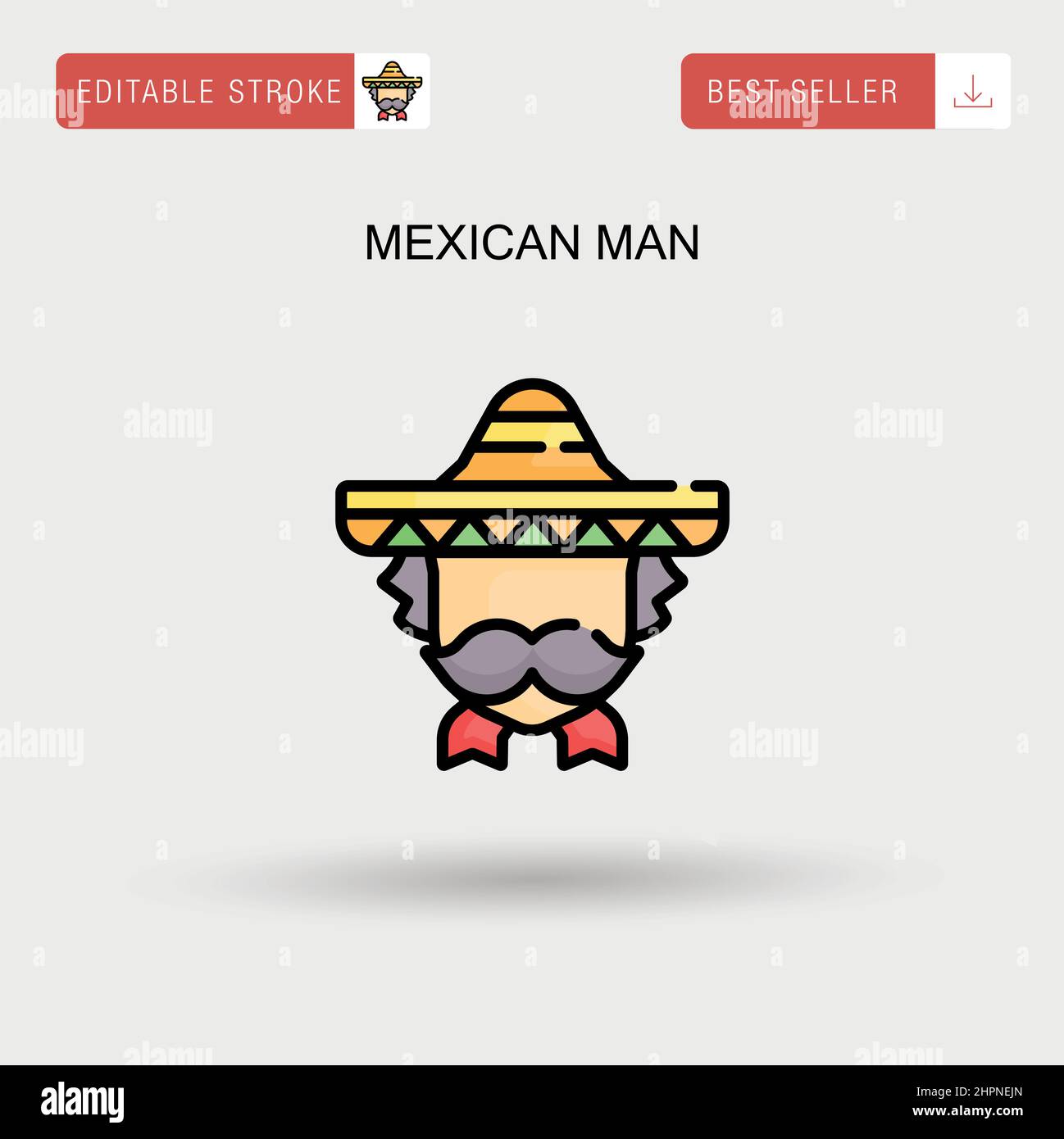 Uomo messicano semplice icona vettoriale. Illustrazione Vettoriale