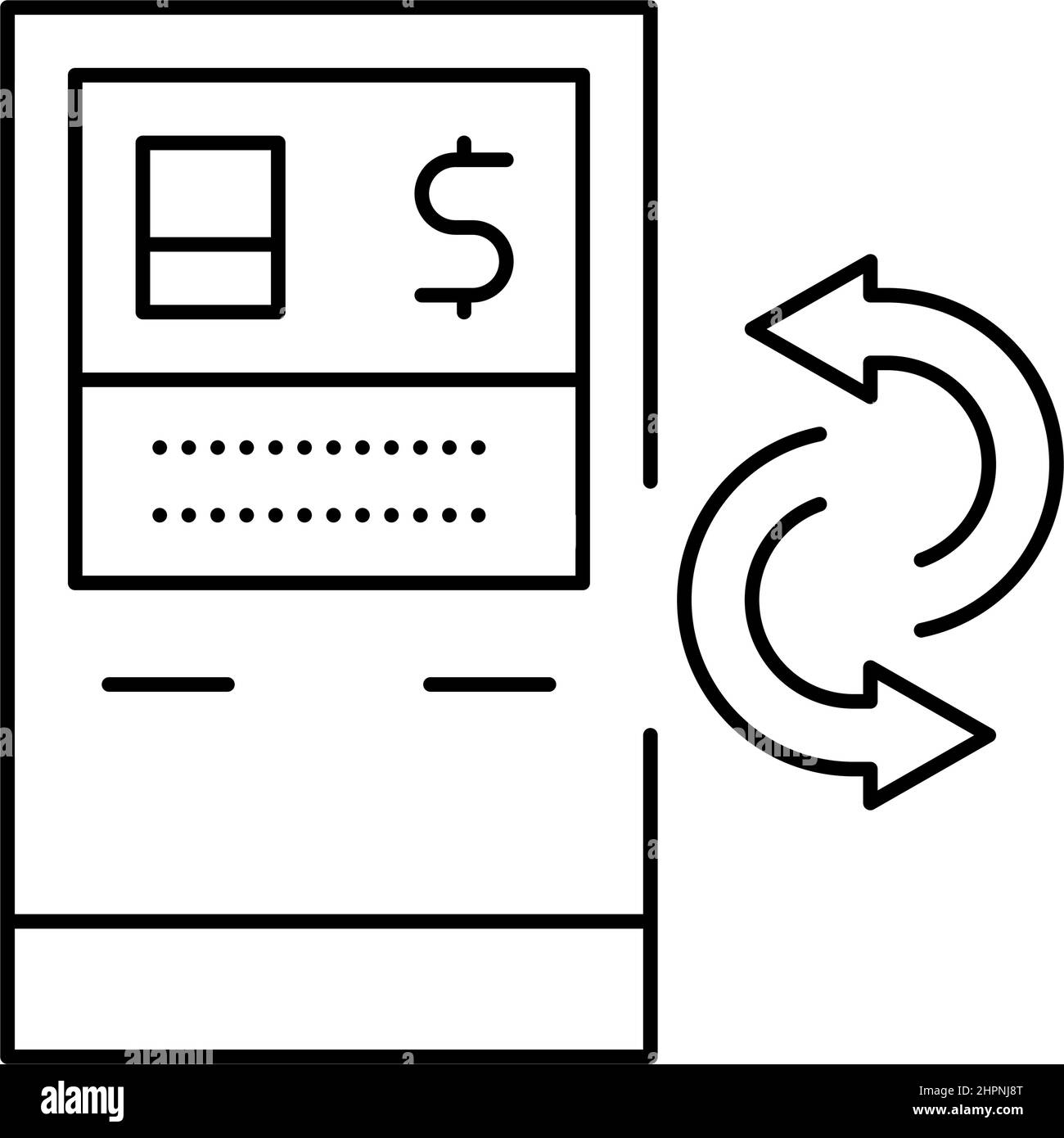 illustrazione vettoriale dell'icona della linea di servizi atm Illustrazione Vettoriale