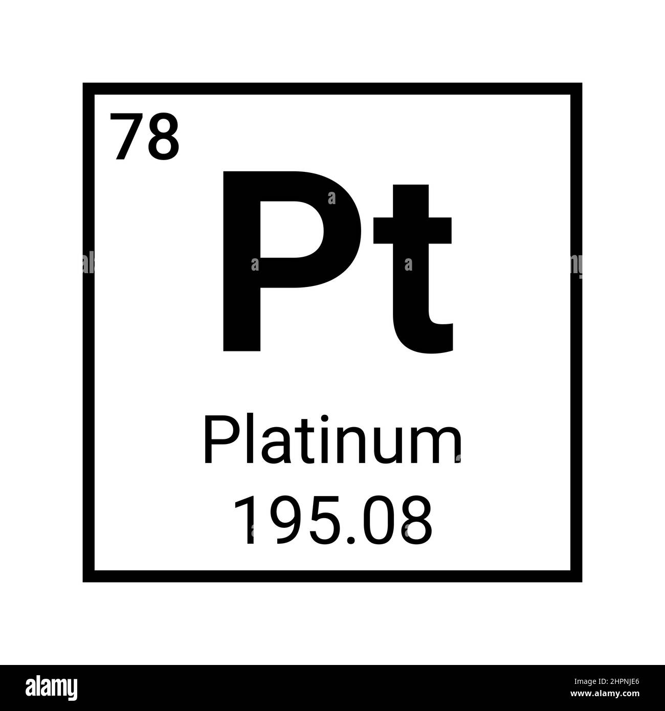 Icona scienza simbolo chimico elemento periodico platino Illustrazione Vettoriale