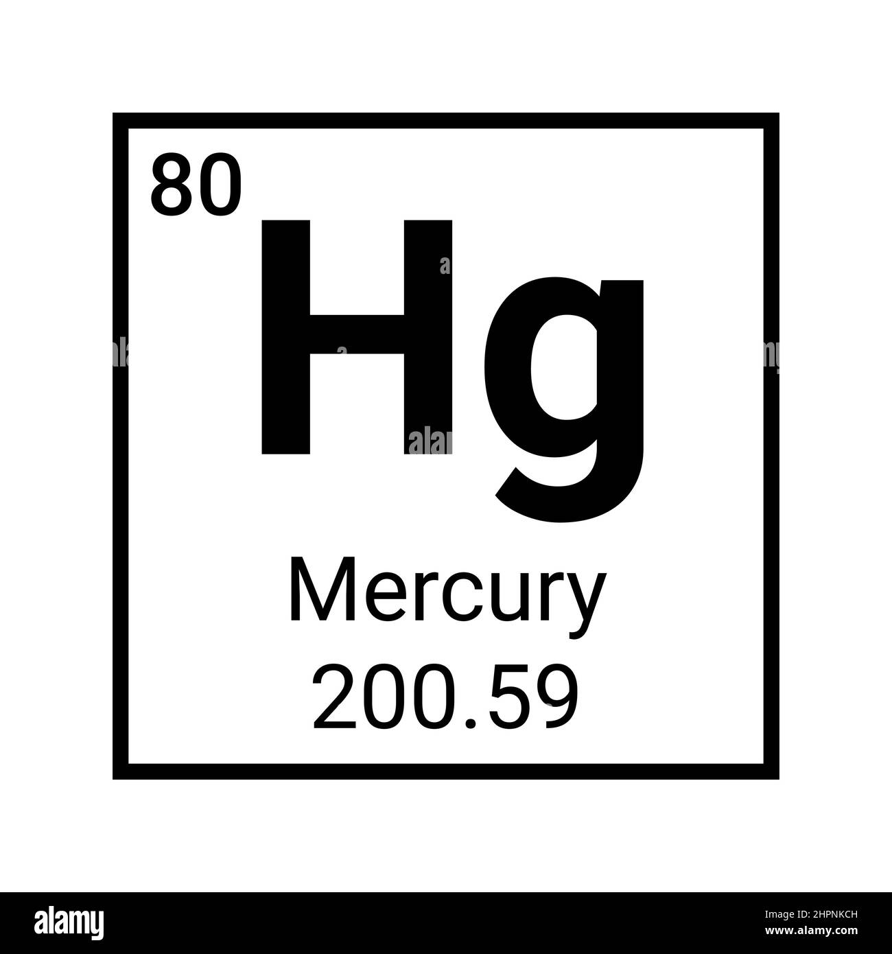 Mercurio chimico elemento periodico Hg. Icona Vector Mercury Science Chemistry Illustrazione Vettoriale