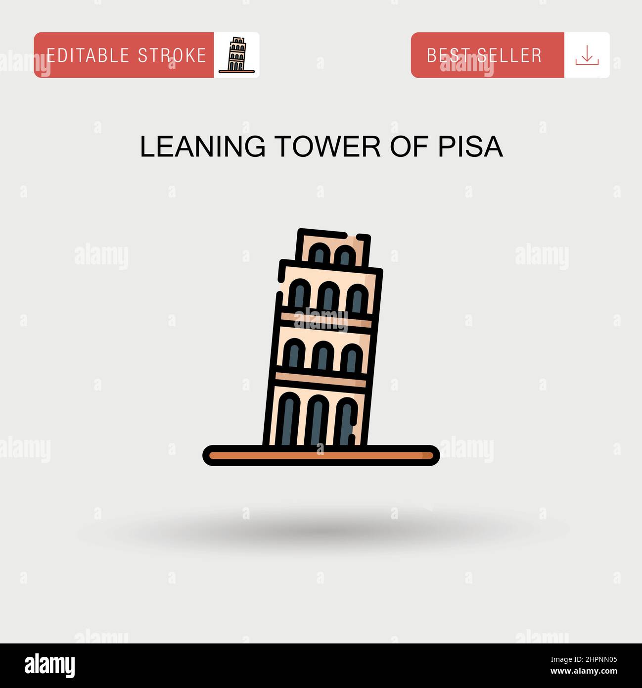 Torre pendente di pisa semplice icona vettoriale. Illustrazione Vettoriale