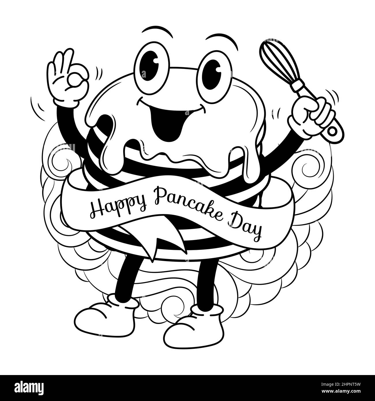 Buon giorno di Pancake con illustrazione del doodle disegnata a mano Illustrazione Vettoriale