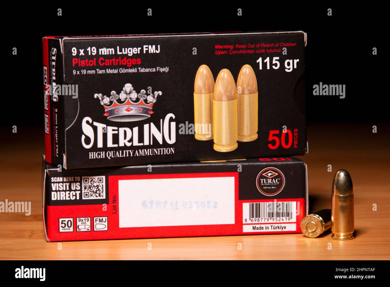 Sterling 9mm 115gr munizioni Foto Stock