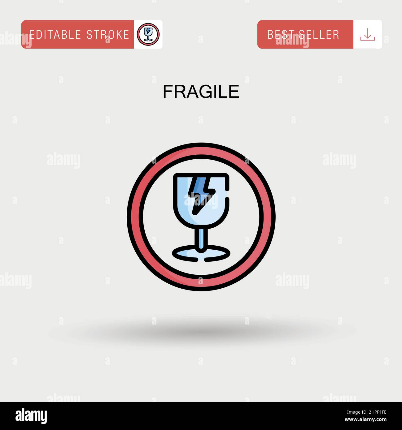 Icona vettoriale semplice fragile. Illustrazione Vettoriale