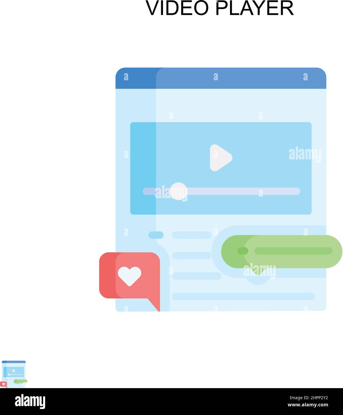 Icona vettore semplice del lettore video. Modello di disegno del simbolo di illustrazione per l'elemento dell'interfaccia utente mobile Web. Illustrazione Vettoriale