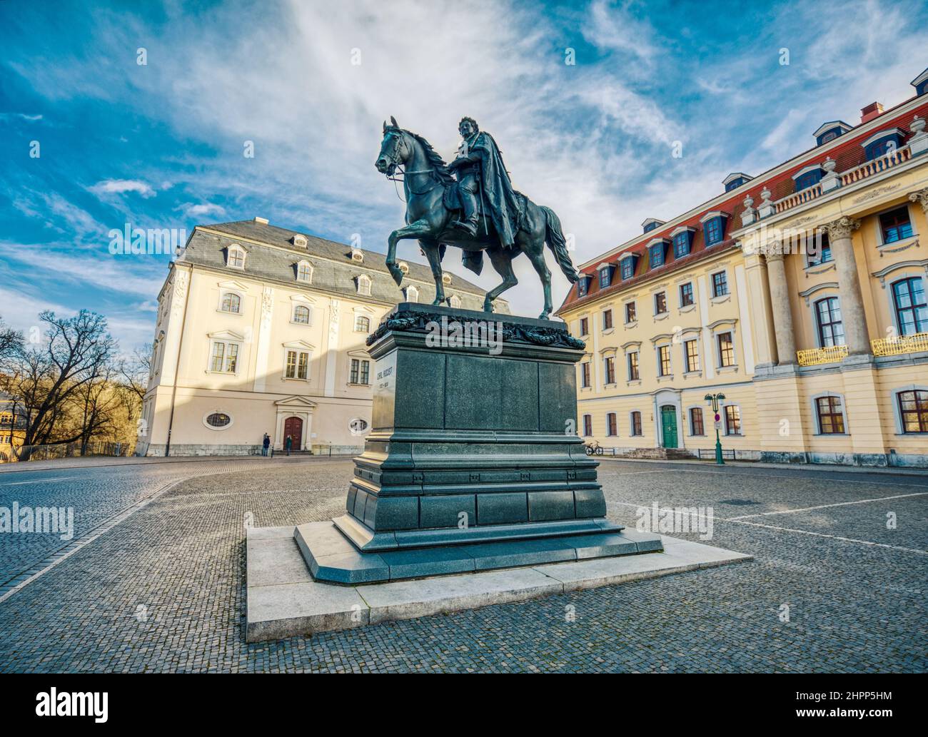 Statua di Karl August, Granduca di Sassonia-Weimar-Eisenach a Weimar, Germania Foto Stock