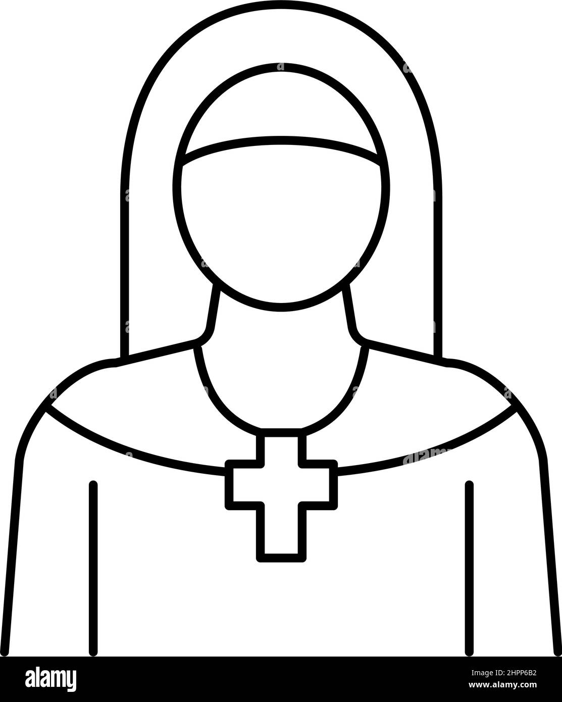 nun illustrazione vettoriale di icona di linea del cristianesimo Illustrazione Vettoriale