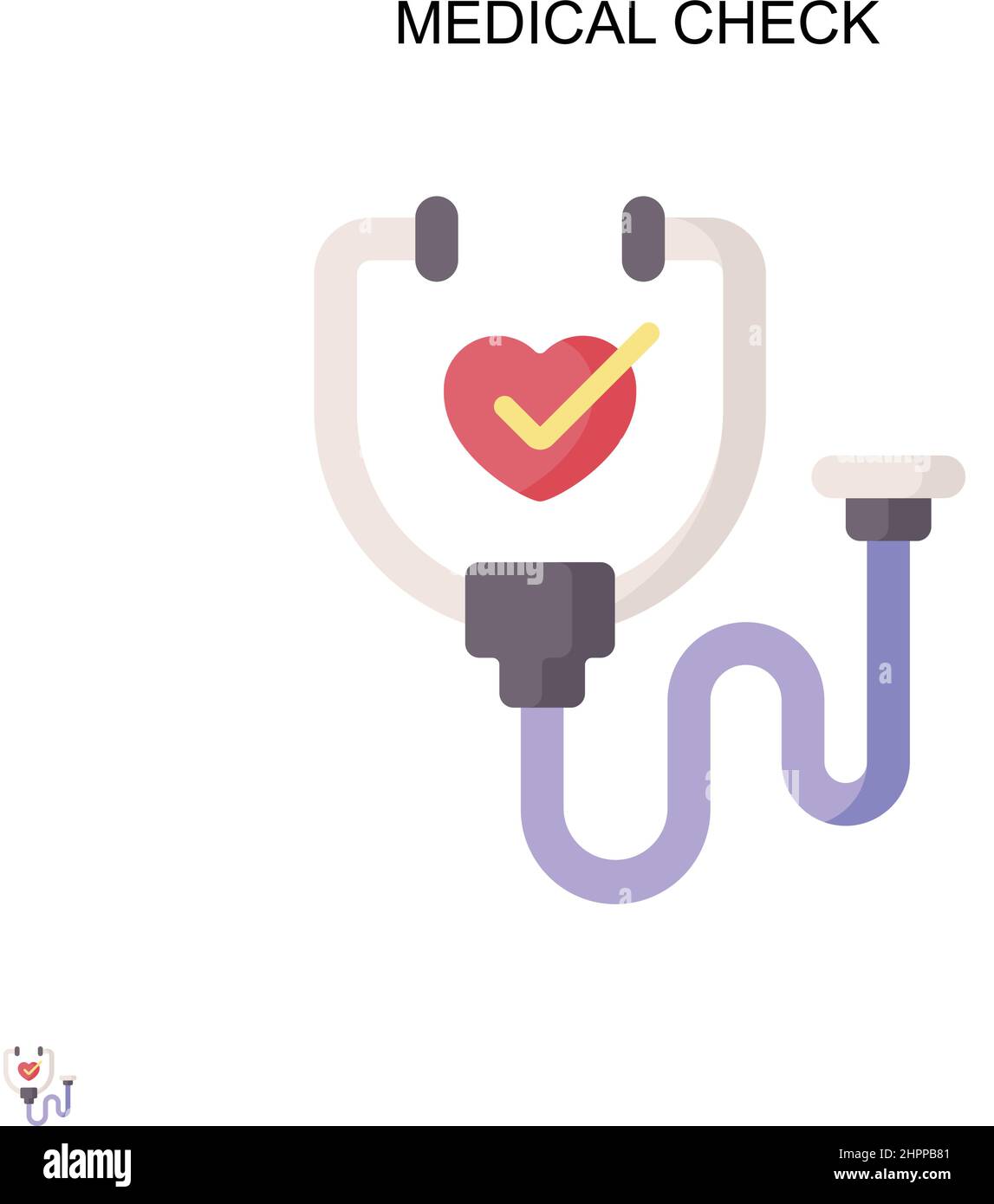 Icona vettore semplice controllo medico. Modello di disegno del simbolo di illustrazione per l'elemento dell'interfaccia utente mobile Web. Illustrazione Vettoriale