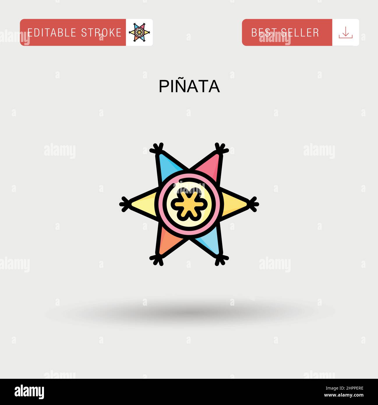 Piñata semplice icona vettoriale. Illustrazione Vettoriale
