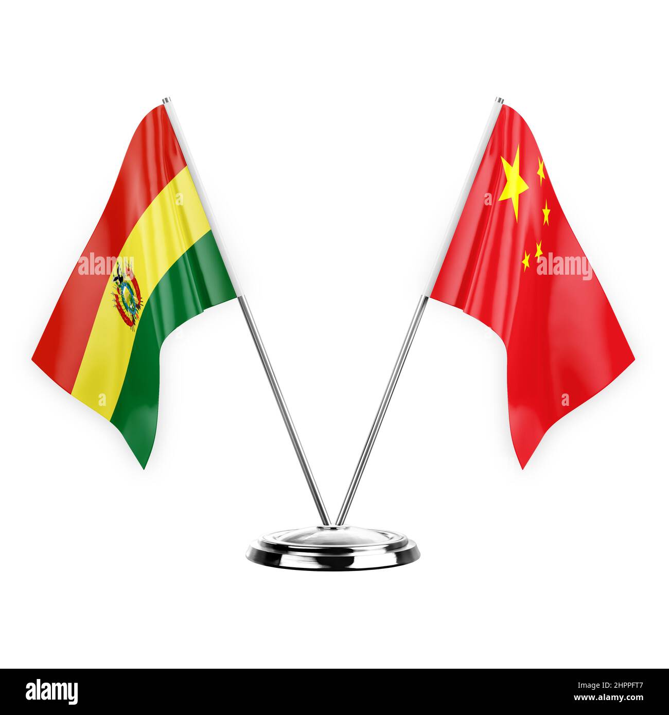 Due tabulatori isolati su sfondo bianco 3D illustrazione, bolivia e cina Foto Stock