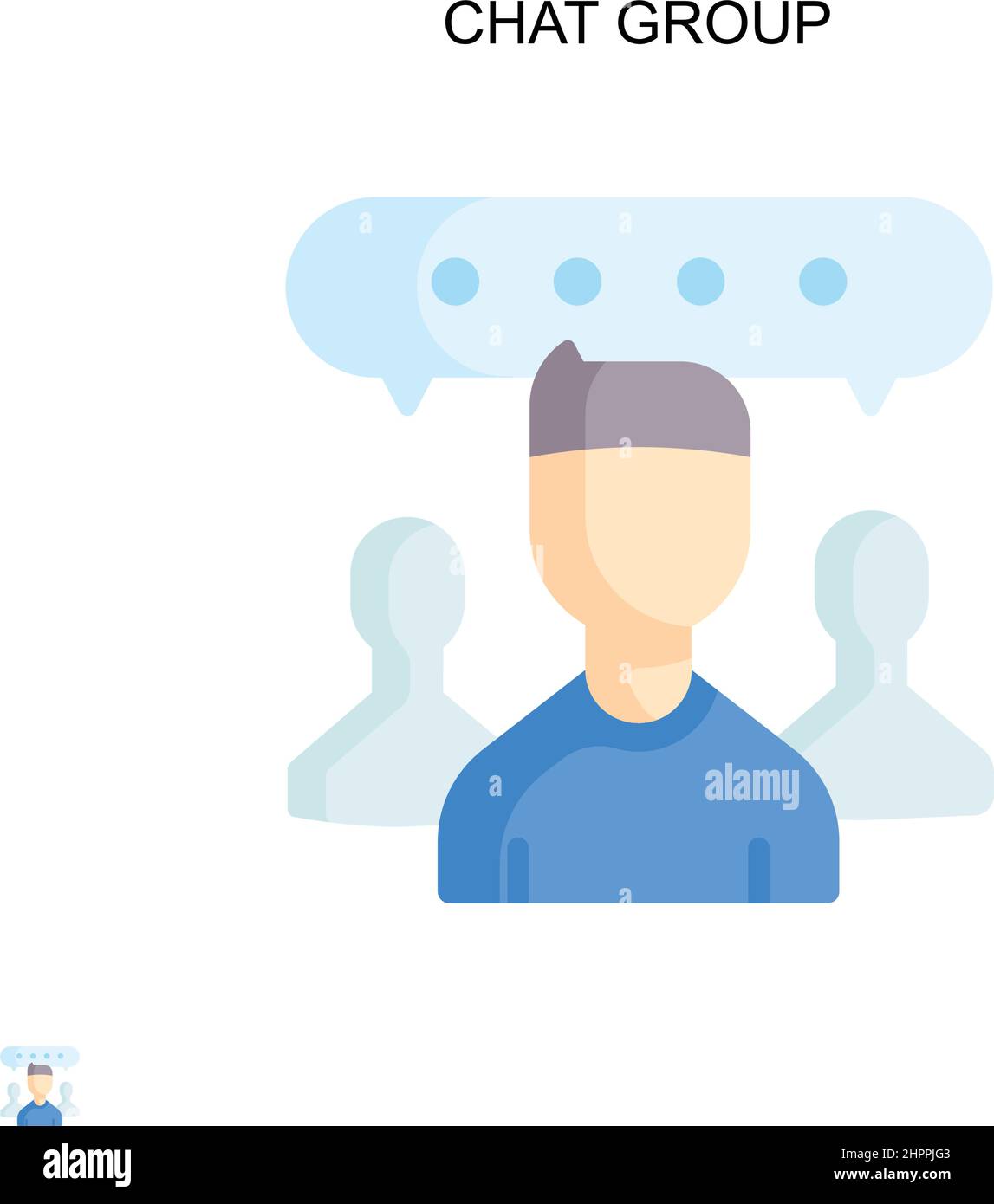 Icona vettore semplice del gruppo di chat. Modello di disegno del simbolo di illustrazione per l'elemento dell'interfaccia utente mobile Web. Illustrazione Vettoriale