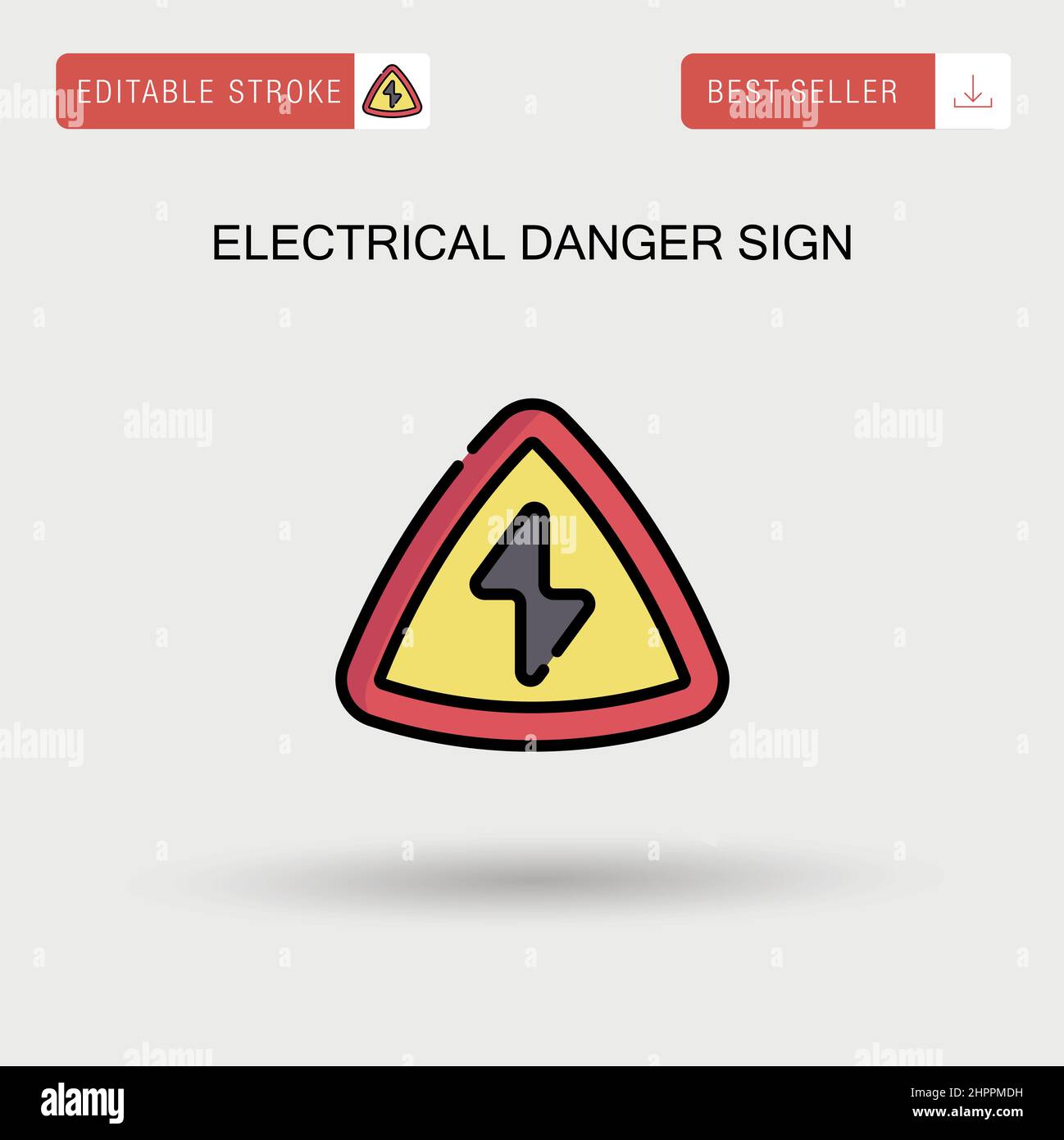 Simbolo di pericolo elettrico icona vettoriale semplice. Illustrazione Vettoriale